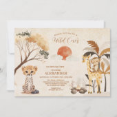 Tropische Safari Wild One Jungle Dieren Verjaardag Kaart (Voorkant)