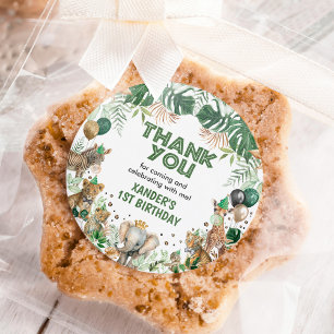 Tropische Safari Wild Party Dieren Jongen Verjaard Ronde Sticker