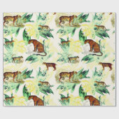  tropische safari wilde katten tijgerluipaard cadeaupapier (Vlak)