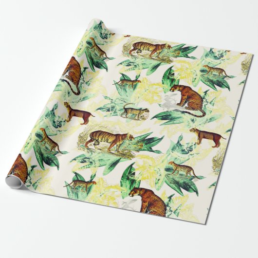  tropische safari wilde katten tijgerluipaard cadeaupapier (Uitgerold)