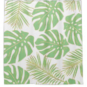 Tropische salie groen goud monsters en palmbladere douchegordijn (Voorkant)