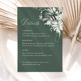 Tropische Saliegroene Monstera Huwelijksdetails, I Informatiekaartje