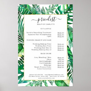Tropische Salon Prijslijst Poster