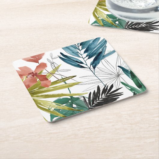 Tropische samenstelling kartonnen onderzetters (Schuin)