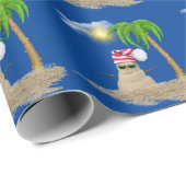 Tropische Sand Sneeuwman Door Palm Tree Cadeaupapier (Rol Hoek)