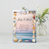 Tropische Sandy Beach & Seashells Wedding Menu Kaa (Staand voorkant)