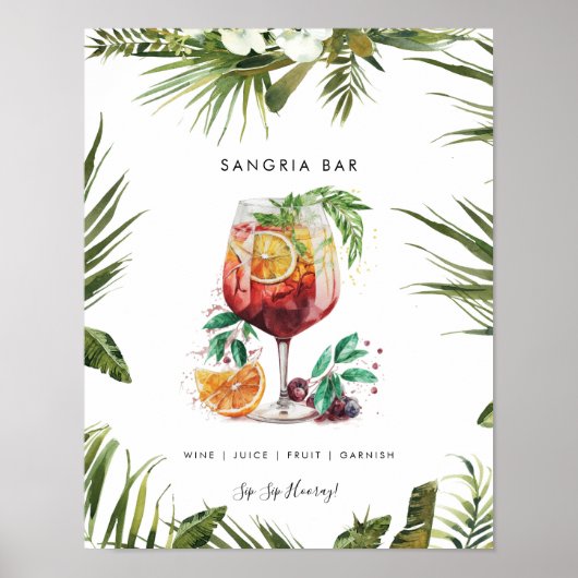 Tropische Sangria cocktailbar menuteken Poster (Voorkant)
