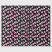 Tropische Santa Flamingo Float zwart Cadeaupapier (Vlak)