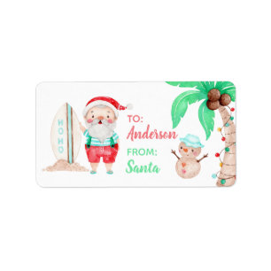 Tropische Santa Gift Label Sticker