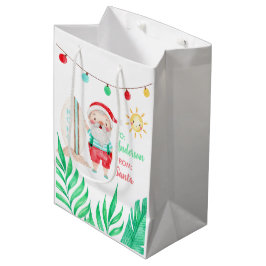 Tropische Santa Gift-tas Medium Cadeauzakje