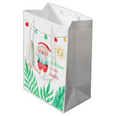 Tropische Santa Gift-tas Medium Cadeauzakje (Achterkant Gekanteld)