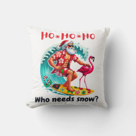 Tropische Santa Surfen met Flamingo en Vakantie Kussen