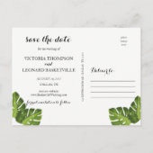 Tropische save de datum | roze flamingo's briefkaa aankondigingskaart (Achterkant)