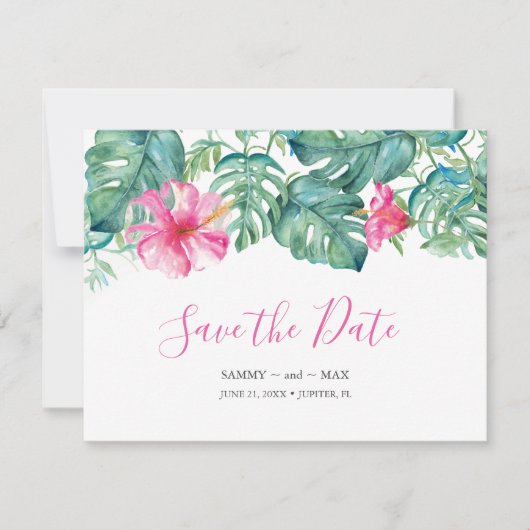 Tropische save de datum voor de bruiloft save the date (Voorkant)