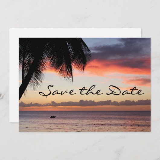Tropische Save the Date Aankondiging (Voorkant / Achterkant)