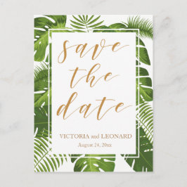 Tropische save the date goud | Huwelijk briefkaart