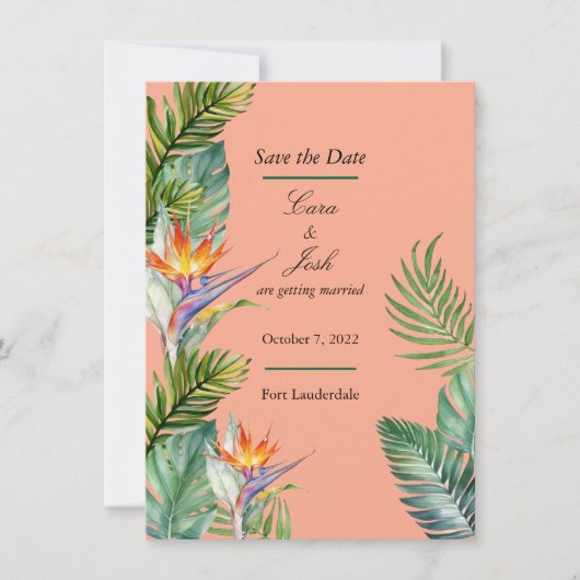 Tropische Save the Date kaart (Voorkant)