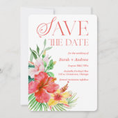 Tropische Save The Date Sjabloon Printbaar Kaart (Voorkant)