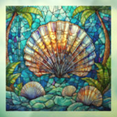 Tropische scallop Glas in lood kunst Raamsticker (Vel 3)