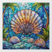 Tropische scallop Glas in lood kunst Raamsticker (Vel)