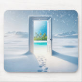 Tropische scène in een winterdeur muismat (Voorkant)