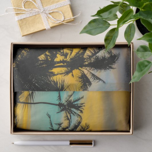 Tropische scène op zonsondertijd tissuepapier (Geschenk)