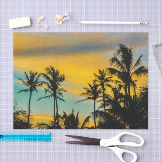 Tropische scène op zonsondertijd tissuepapier (Craft)