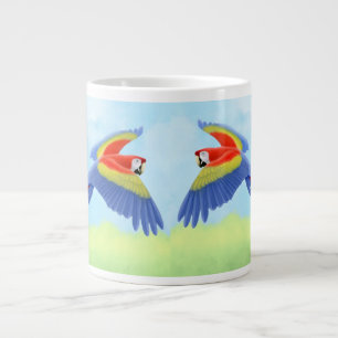 tropische scharlakenrode papegaai grote koffiekop