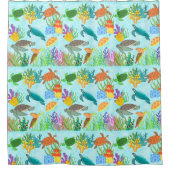 Tropische Schatten Schildpadden en Koraalrif Douchegordijn (Voorkant)