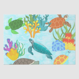 Tropische Schatten Schildpadden en Koraalrif Tissuepapier