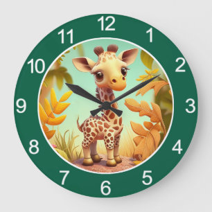 Tropische Schattige Baby Giraffe Cartoon-37560 Grote Klok