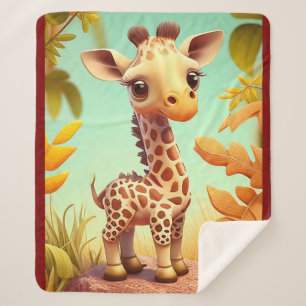Tropische Schattige Baby Giraffe Cartoon-37560 Sherpa Deken