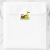 TROPISCHE schattige Kawaii Coconut en ananas Ronde Sticker (Tas)
