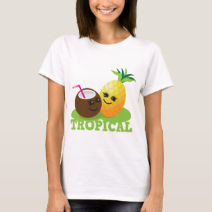 TROPISCHE schattige Kawaii Coconut en ananas T-shirt