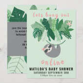 Tropische schattige luiaard hang uit online baby s kaart (Voorkant / Achterkant)