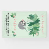 Tropische schattige luiaard hang uit online baby s spandoek (Horizontaal)