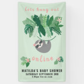 Tropische schattige luiaard hang uit online baby s spandoek (Verticaal)