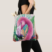 Tropische Schattigee Bloemen Roze Flamingo Canvas  Tote Bag (Dichtbij)