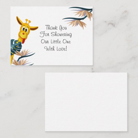 Tropische Schattigee Giraffe Baby shower dank u ka Notitiekaartje (Voorkant / Achterkant)