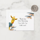 Tropische Schattigee Giraffe Baby shower dank u ka Notitiekaartje (Voorkant / Achterkant in situ)