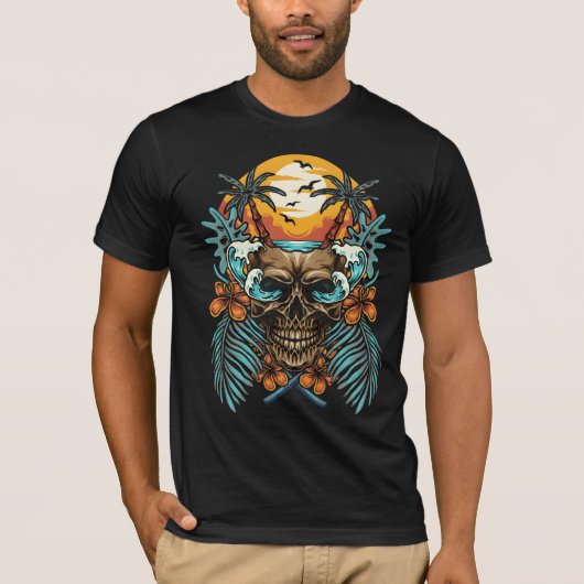 Tropische Schedel met Palmen T-shirt (Voorkant)