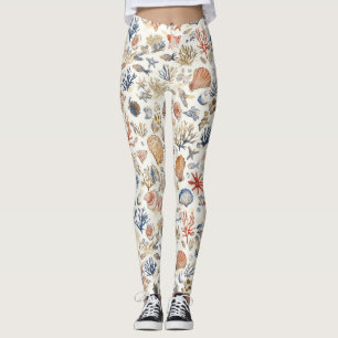 Tropische schelpen & Koraalrif Motief Leggings