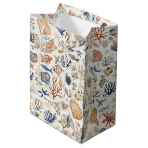 Tropische schelpen & Koraalrif motief Medium Cadeauzakje