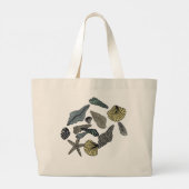 Tropische schelpen op het strand grote tote bag (Achterkant)