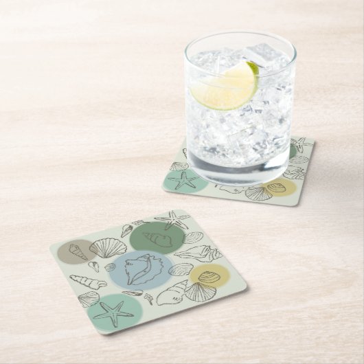 Tropische schelpen op het strand kartonnen onderzetters (Insitu)