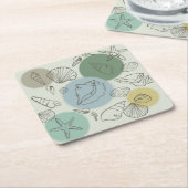 Tropische schelpen op het strand kartonnen onderzetters (Schuin)