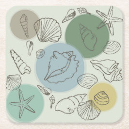Tropische schelpen op het strand kartonnen onderzetters