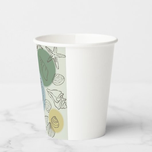 Tropische schelpen op het strand papieren bekers (Links)