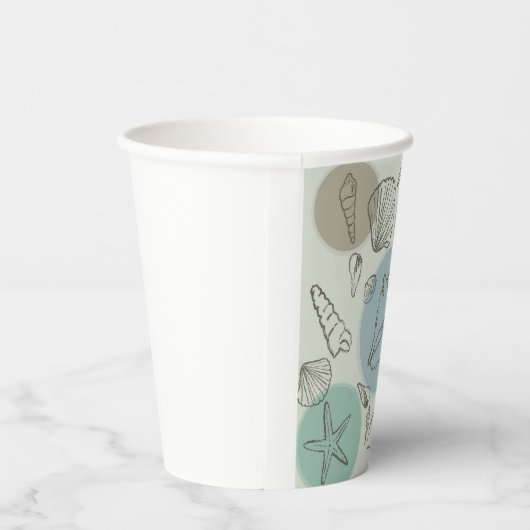 Tropische schelpen op het strand papieren bekers (Rechts)