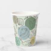 Tropische schelpen op het strand papieren bekers (Voorkant)